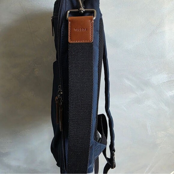 Fossil Men's Buckner Briefcase Backpack Blue 16x12x3 - Picture 5 of 13